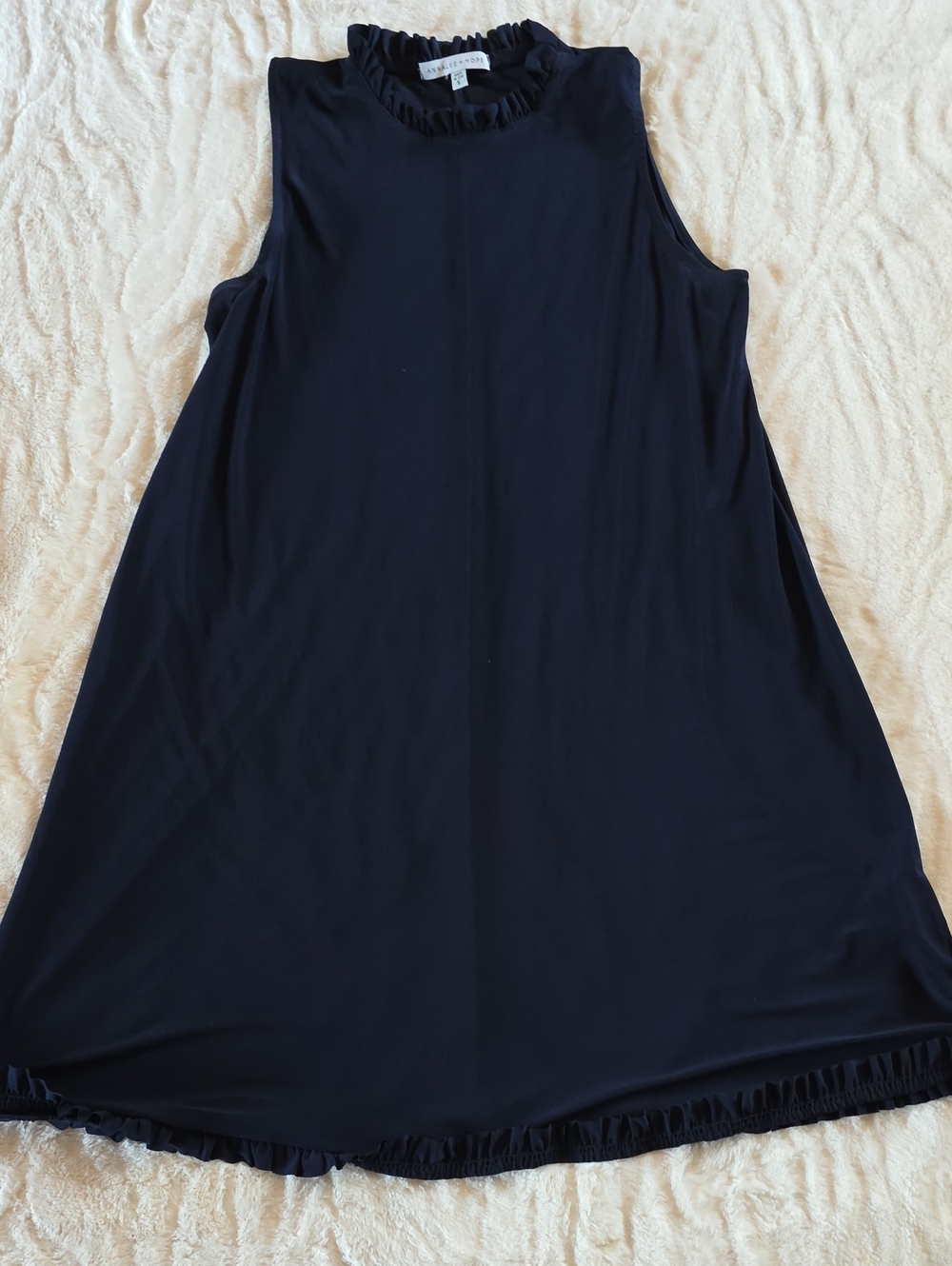 Annalee + Hope Sleeveless Ruffle-Neck Swing Dress In Navy Blue